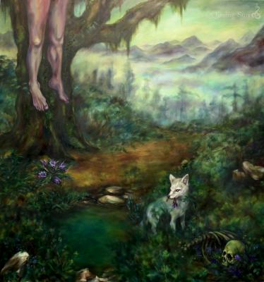 Spirit Cascade, 2018, oil on canvas, 56''x60''
